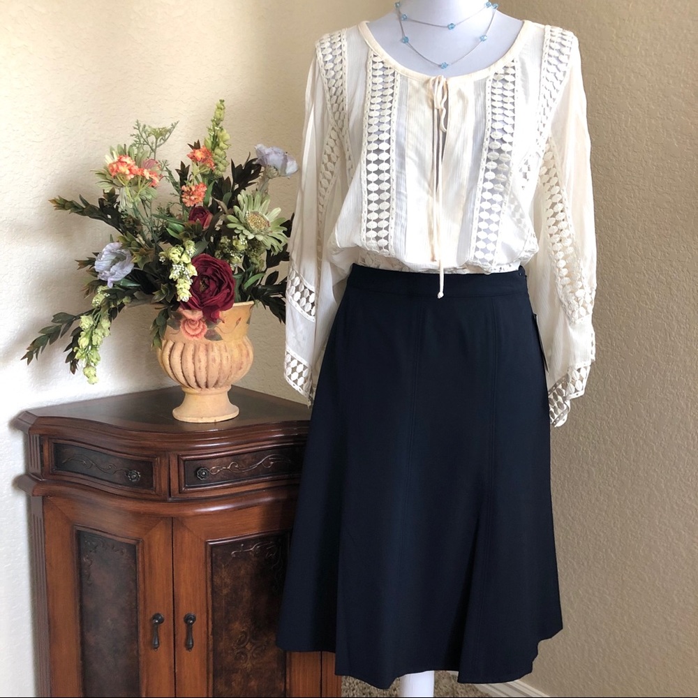 Ralph Lauren Navy Pleated Circle Skirt